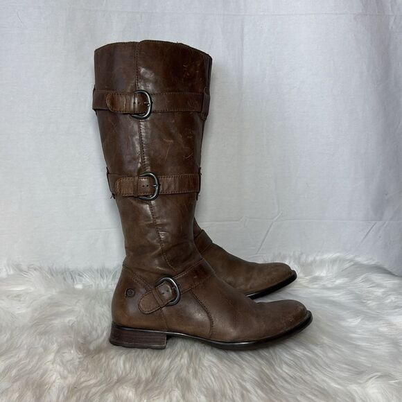 Born Umbra Women's Brown Leather Three Strap Riding Boots Sz 8 - Picture 5 of 7